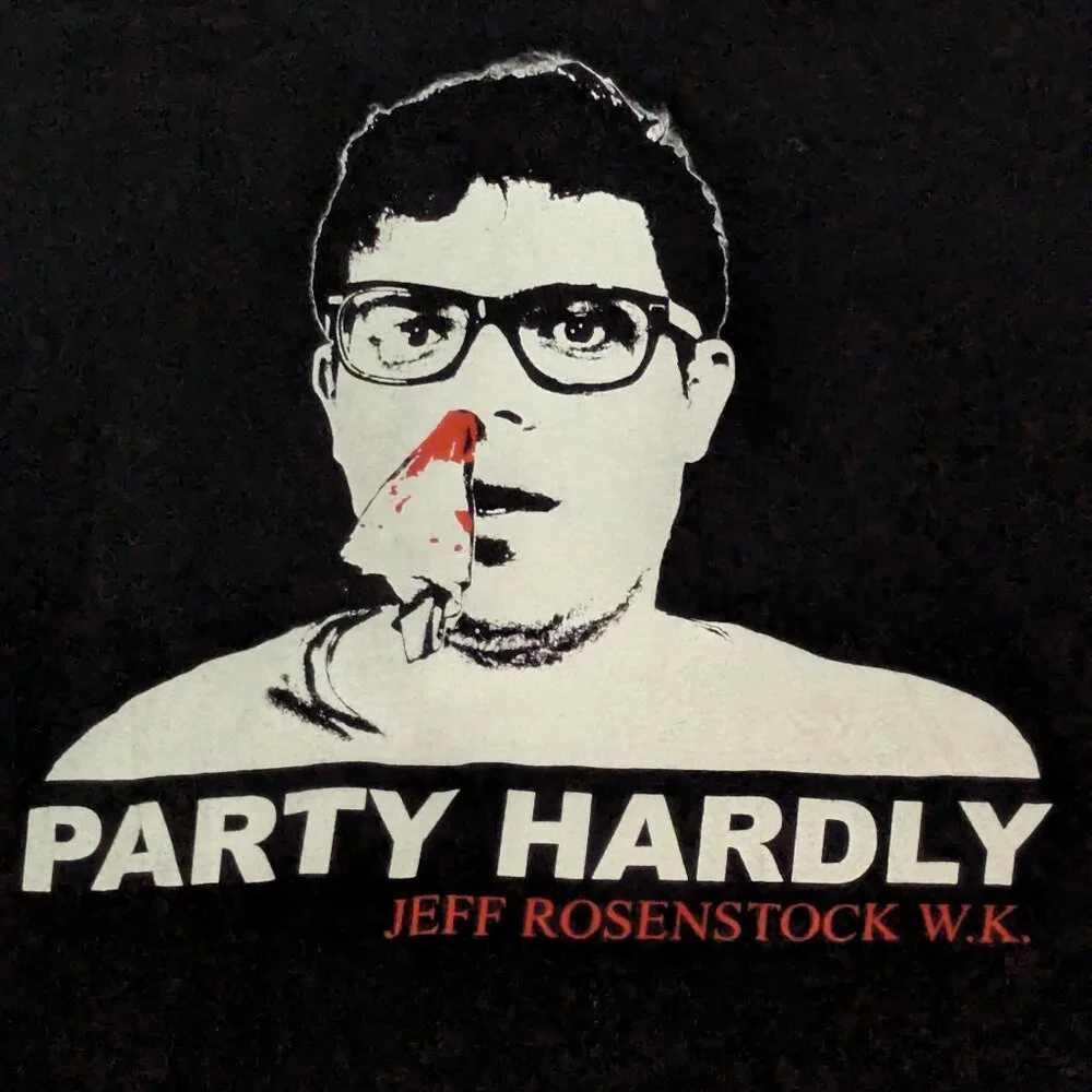 Jeff Rosenstock Andrew W.K. Parody Shirt "Party Hardly" Black XL T-Shirt - Picture 1 of 4